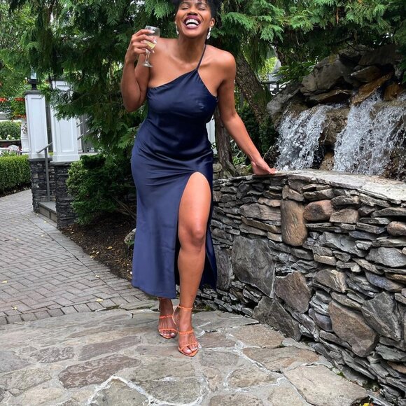 ASOS Design One shoulder, Satin maxi dress - Picture 1 of 3